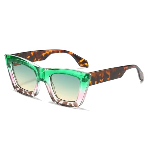 MUTYNE Vintage Cat Eye Doppelfarbige Damen Luxus Sonnenbrillen Shades UV400 Mode Gradient Herren Sonnenbrille (Grüner Grüntee) von MUTYNE