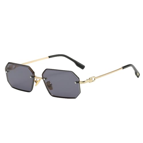 Männliche Polygon-Sonnenbrille, Uv400, Damen-Vintage-Mode, quadratische Sonnenbrille für Herren, Metall, Grün, Braun, Blau, weiblich, Gold mit Schwarz, Einheitsgröße von MUTYNE