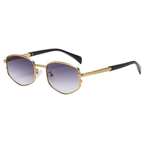 Metallrahmen Retro-Sonnenbrille für Damen Rhombus Kleine Sonnenbrille für Männer UV400 Grün Braun, Gold mit Grau, Einheitsgröße von MUTYNE