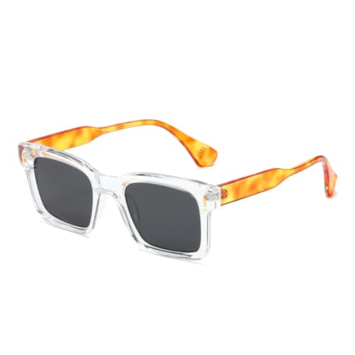Modische Sonnenbrille mit quadratischen Nieten für Herren in Bonbonfarben, UV400-Schutz, trendiger Rahmen für Damen mit klaren Gläsern (klares Bernsteingrau) von MUTYNE