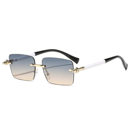 Modische quadratische randlose Damen-Sonnenbrille mit klarem Ozean-Farbverlaufsglas, Herren-Brille, UV400 (Grüntee-Farbverlauf) von MUTYNE