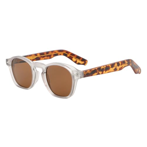 Modische runde Sonnenbrille für Männer, quadratisch, Acetat, UV400, für Frauen, Braun, Grün, für Männer, transparent, Leopardenbraun, Einheitsgröße von MUTYNE