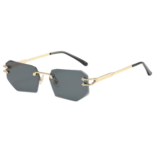 Randlose Sonnenbrille aus Metall für Männer, UV400, männlich, braun-blau, modische Sonnenbrille für Frauen, Unisex, Gold mit Schwarz, Einheitsgröße von MUTYNE