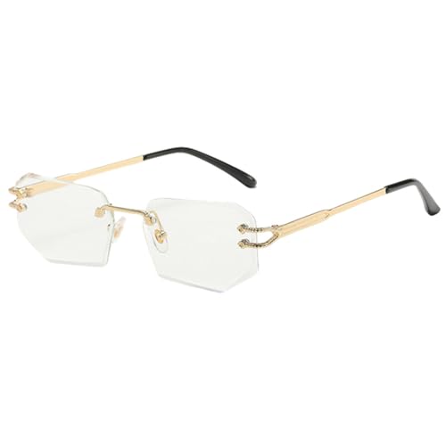 Randlose Sonnenbrille aus Metall für Männer, UV400, männlich, braun-blau, modische Sonnenbrille für Frauen, Unisex, Gold mit transparent, Einheitsgröße von MUTYNE