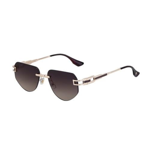 Randlose Sonnenbrille für Herren, Kunststoff + Metall, Retro-Fahr-UV400-Schutz (C3) von MUTYNE