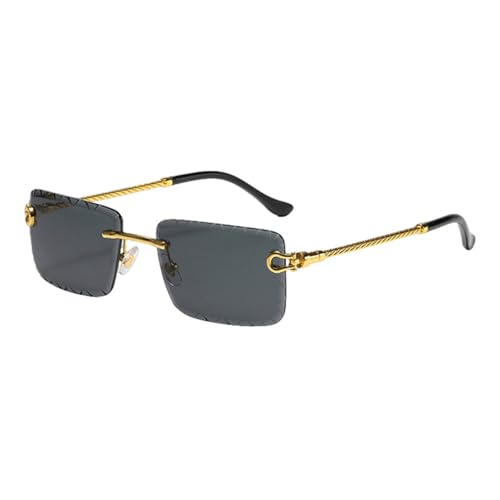 Randlose Sonnenbrille für Männer, Metall, blau, grün, männlich, quadratische Sonnenbrille für Frauen, rahmenlos, Gold mit Schwarz, Einheitsgröße von MUTYNE