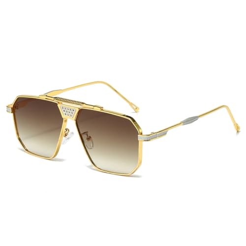 Retro Metall Quadratische Damen Luxus Sonnenbrillen Shades Uv400 Fashion Gradient Herren (Golden Tea Gradient) von MUTYNE