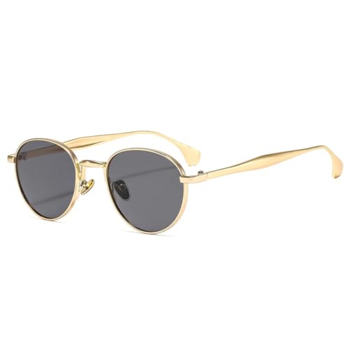 Retro Metall Runde Punk Herren Sonnenbrillen Shades UV400 Mode Trendy Gradient Damen (Goldgrau) von MUTYNE