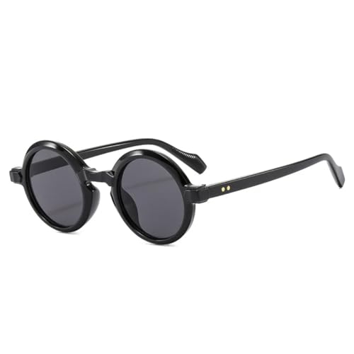 Retro Runde Punk Damen Sonnenbrille Mode Doppelte Farbverlaufstöne UV400 Männer Nieten (Schwarz Grau) von MUTYNE