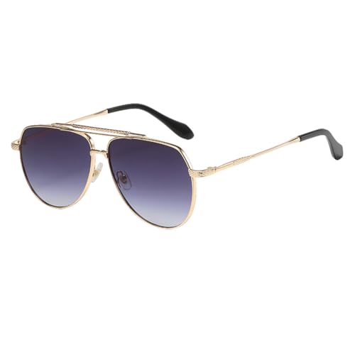 Sonnenbrille aus Metall, modisch, für Damen und Herren, Doppelsteg, UV400, Grün/Braun, Gold mit Grau, Einheitsgröße von MUTYNE