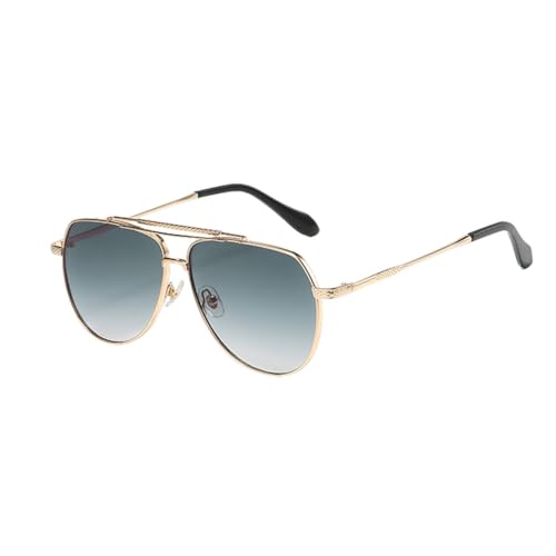 Sonnenbrille aus Metall, modisch, für Damen und Herren, Doppelsteg, UV400, Grün/Braun, Gold mit Grün, Einheitsgröße von MUTYNE