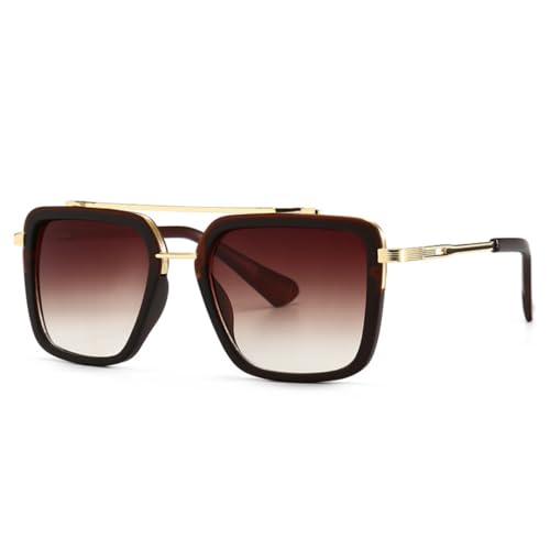 Sonnenbrille mit großem Rahmen für Damen und Herren mit Metallrahmen, Retro-Klassiker, UV-Schutz (C5) von MUTYNE