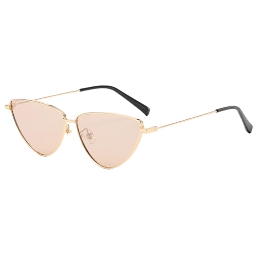 Sonnenbrille mit kleinem Rahmen, Vintage-Stil, für Damen, Gold, Metall, Unisex, modisch, Cat-Eye-Sonnenbrille, Uv400, Braun, hellbraune Linse, Einheitsgröße von MUTYNE