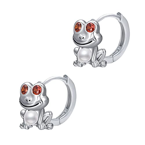 Frosch Ohrringe 925 Sterling Silber Mädchen Creolen Frosch Geschenke für Frauen Tochter von MUUYON