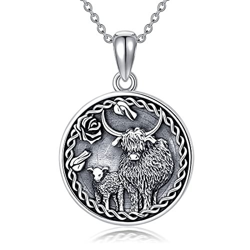 MUUYON Mutter Kind Halskette 925 Sterling Silber Kuh Anhänger Geburtstag Geschenke für Mama Tochter Ehefrau von MUUYON