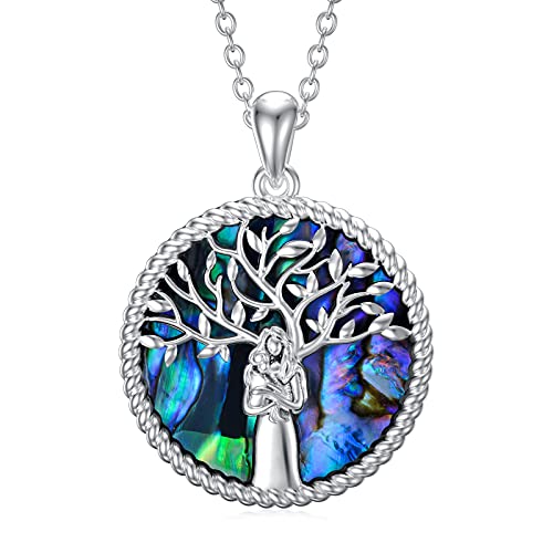 Lebensbaum Mutter Tochter Kette Sterling Silber 925 Geburtstagsgeschenk für Mama Tochter Kinder von MUUYON