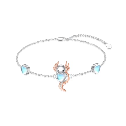 MUUYON Mondstein Axolotl Armband für Frauen 925er Sterlingsilber Axolotl Armband mit Herz Schmuck Geburtstagsgeschenke für die Tochter von MUUYON