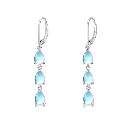 MUUYON Mondstein-Ohrringe 925er Sterlingsilber Tropfenform Mondstein-Ohrhänger Schmuck für Damen von MUUYON