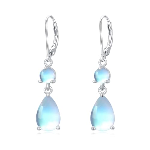 MUUYON Mondstein-Ohrringe 925er Sterlingsilber Tropfenform Mondstein-Ohrhänger Schmuck für Damen von MUUYON