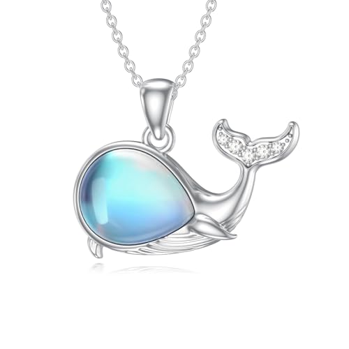 MUUYON Mondstein Wal Halskette für Frauen 925er Sterlingsilber Ozean Wal Anhänger Mondstein Ozean Tier Schmuck Geschenke für Sie MUUYON Mondstein Wal Halskette für Frauen 925er Sterlingsilber Ozean Wal Anhänger Mondstein Ozean Tier Schmuck Geschenke für Sie von MUUYON