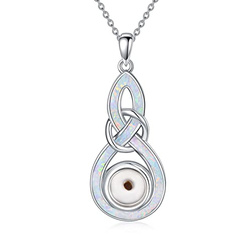 MUUYON Infinity für Damen Halskette Zirkon Opal Senfkorn 925 Silber mit Zirkonia Senfkorn Kette Muttertag Geburtstag Valentinstag Weihnachten Schmuck (Opal) von MUUYON