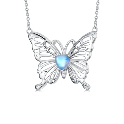 MUUYON Schmetterlingskette 925 Sterling Silber Mondstein Schmetterling Tieranhänger für Damen von MUUYON
