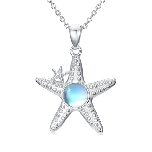 MUUYON Seestern-Halskette 925er Sterlingsilber Mondstein Seestern-Anhänger Schmuck Geschenke für Frauen von MUUYON