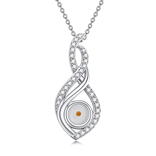 MUUYON Infinity für Damen Halskette Zirkon Opal Senfkorn 925 Silber mit Zirkonia Senfkorn Kette Muttertag Geburtstag Valentinstag Weihnachten Schmuck (Zirkon) von MUUYON