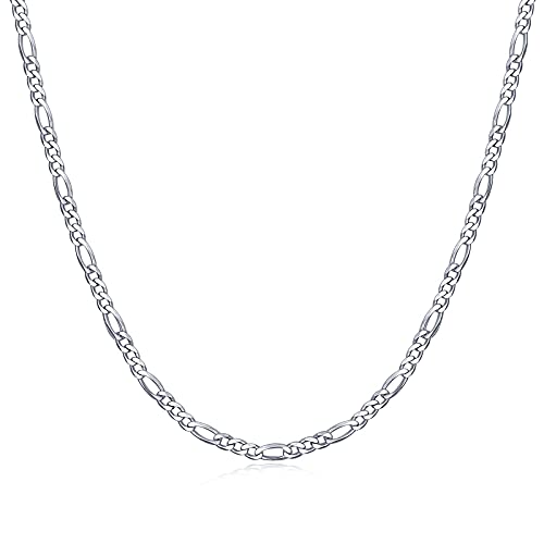 Sterling Silber 3MM Breite Figaro Gliederkette Halskette für Männer Frauen,Länge 18-24 Zoll (24in(61cm)) von MUUYON