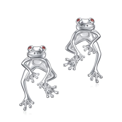 Two Way Frog Ohrringe Niedliche Tierschmuck Ohrringe Zwei Wege Frosch Ohrringe Sterling Silber Ohrstecker für Frauen (Frog) (Frog) (Frog) von MUUYON