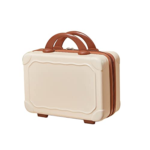 35,6 cm ABS-Kosmetiktasche, tragbar, Reise-Make-up-Koffer, dekorative Handgepäck-Tragetasche für Frauen und Mädchen, beige, AS THE PIC SHOW von MUUYYI