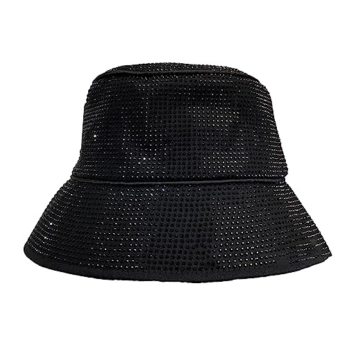 MUUYYI Fischerhut für Herren und Damen, bunter Strass, auffällig, breite Krempe, verstellbarer Fischerhut, Sänger, Tänzer, Show-Hut, Komplett mit schwarzen Diamanten, Einheitsgröße von MUUYYI