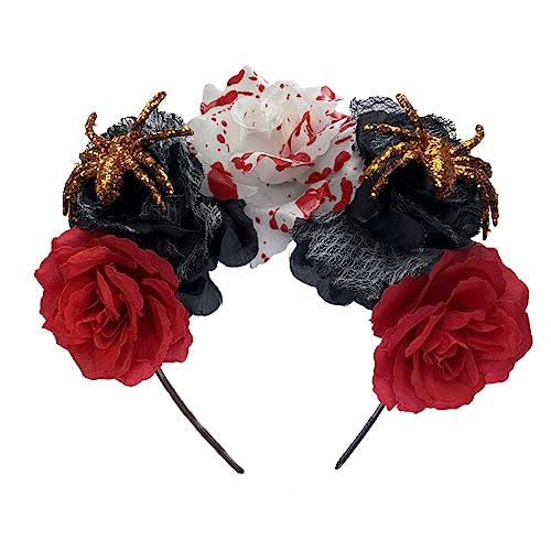 MUUYYI Party-Stirnband, Tag der Toten, Pfingstrose, Blumen-Haarband, Cosplay-Kostüm, Kopfschmuck für Damen, Festival-Haardekorationen von MUUYYI