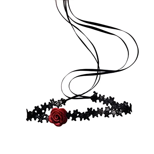 MUUYYI Spitze Blumenhalsband Blumenhalsband Rosenhalsband Spitzenhalsband Halskette Bandhalsband Goth Halsband Gothic Halskette von MUUYYI