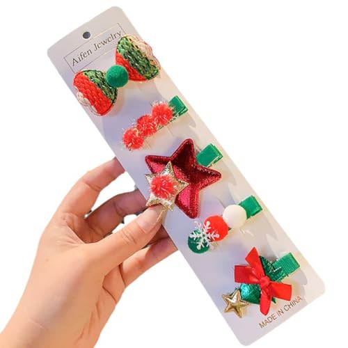 5 Stück Haarschmuck Haarspangen Weihnachten, Haarclips Haarklammern Haargummis Geschenke für Kinder Mädchen Frauen Damen, Weihnachts Deko Haar Accessoires Rentier Spangen Haarnadeln Haarreif von MUVONZI