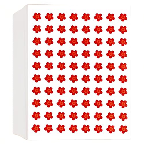 50 Aufkleber, insgesamt 4000 kleine rote Blumen Aufkleber, Glitzer Sticker, Selbstklebende Glitzer Aufkleber für Lehrer Belohnung Kalende DIY von MUVONZI