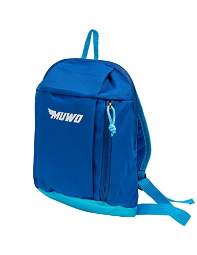 MUWO Adventure Kinder Mini Rucksack mit gepolstertem Rückenteil, verstellbaren Schultergurten, Hauptfach und Fronttasche mit Reißverschluss. Höhe 27 cm, Volumen ca. 5 Liter. (Blau) von MUWO