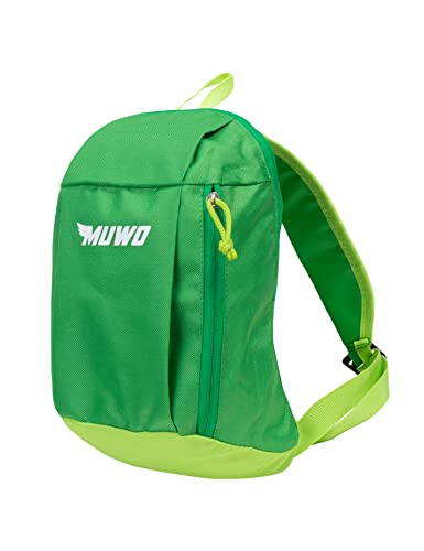 MUWO Adventure Kinder Mini Rucksack mit gepolstertem Rückenteil, verstellbaren Schultergurten, Hauptfach und Fronttasche mit Reißverschluss. Höhe 27 cm, Volumen ca. 5 Liter. (Grün) von MUWO