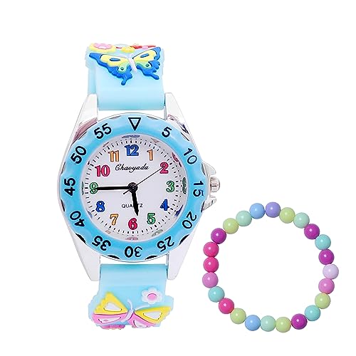 MUXIJIA Kinder Uhren für Mädchen ab 3-10 Jahre, 3D Cartoon Mädchenuhr Silikon Uhrenarmband Kinderuhr, Analog Quarz Armbanduhr Jungen Uhr Mädchen Uhr (Blau) von MUXIJIA