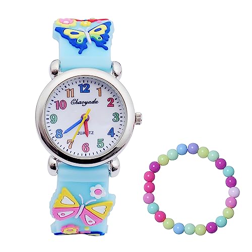 MUXIJIA Kinder Uhren für Mädchen ab 3-10 Jahre, Analog Quarz Armbanduhr Jungen Uhr Mädchen Uhr, 3D Cartoon Mädchenuhr Silikon Uhrenarmband Kinderuhr (Blau) von MUXIJIA