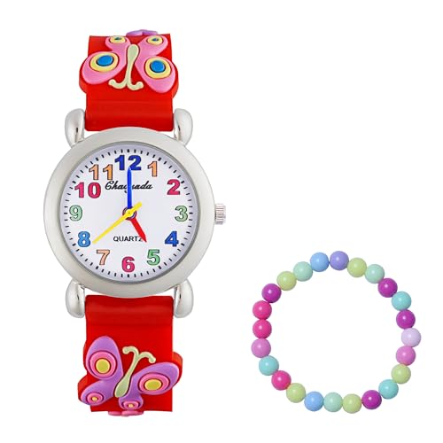 MUXIJIA Kinder Uhren für Mädchen ab 3-10 Jahre, Analog Quarz Jungen und Mädchen Armbanduhr, 3D Cartoon Mädchenuhr Silikon Uhrenarmband Kinderuhr von MUXIJIA