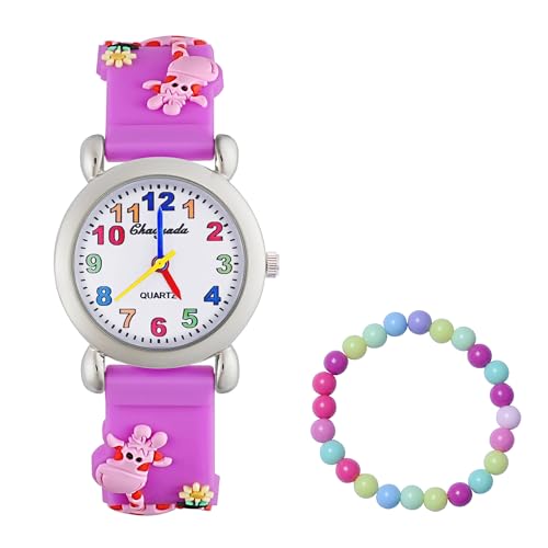 MUXIJIA Kinder Uhren für Mädchen ab 3-10 Jahre, Analog Quarz Jungen und Mädchen Armbanduhr, 3D Cartoon Mädchenuhr Silikon Uhrenarmband Kinderuhr von MUXIJIA