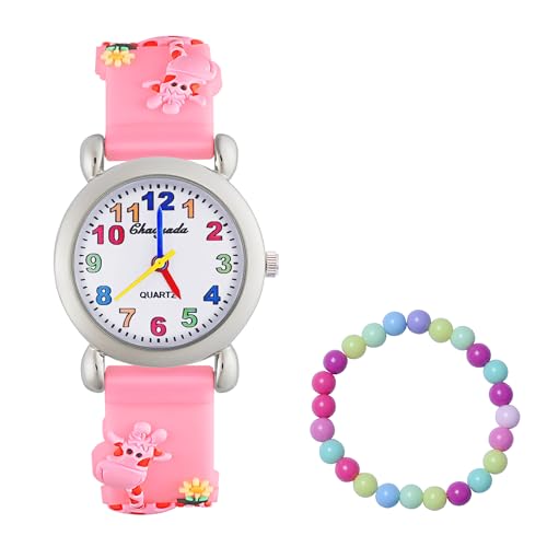 MUXIJIA Kinder Uhren für Mädchen ab 3-10 Jahre, Analog Quarz Jungen und Mädchen Armbanduhr, 3D Cartoon Mädchenuhr Silikon Uhrenarmband Kinderuhr von MUXIJIA