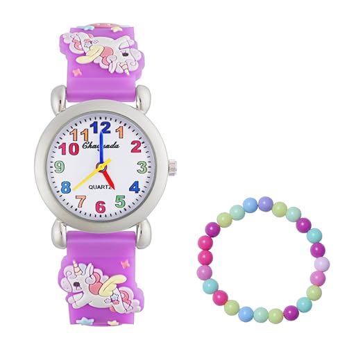 MUXIJIA Kinder Uhren für Mädchen ab 3-10 Jahre, Analog Quarz Jungen und Mädchen Armbanduhr, 3D Cartoon Mädchenuhr Silikon Uhrenarmband Kinderuhr von MUXIJIA