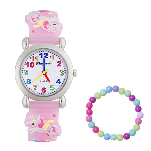 MUXIJIA Kinder Uhren für Mädchen ab 3-10 Jahre, Analog Quarz Jungen und Mädchen Armbanduhr, 3D Cartoon Mädchenuhr Silikon Uhrenarmband Kinderuhr von MUXIJIA