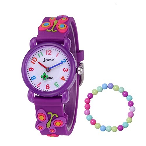 MUXIJIA Kinder Uhren für Mädchen ab 3-10 Jahre, Analog Quarz Armbanduhr Cute 3D Cartoon Kinderuhr Silikon Armband Mädchenuhr (+Bunte Mädchen Perlen Armbänder) von MUXIJIA