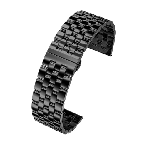 16 mm 18 mm 20 mm 22 mm Herren-Uhrenarmband aus Edelstahl, Ersatzarmband mit Schnellverschluss(Black,20mm) von MUXUMAO
