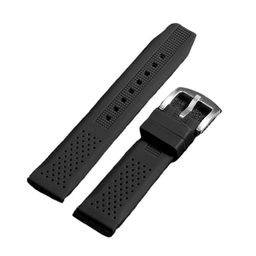 16 mm 18 mm 20 mm 22 mm Silikon-Uhrenarmband for Männer und Frauen, verstellbar, Ersatzarmband, weiches Gummiband(Black,18mm) von MUXUMAO