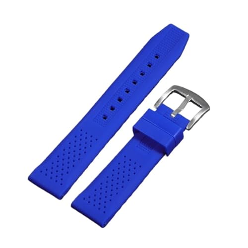 16 mm 18 mm 20 mm 22 mm Silikon-Uhrenarmband for Männer und Frauen, verstellbar, Ersatzarmband, weiches Gummiband(Blue,24mm) von MUXUMAO