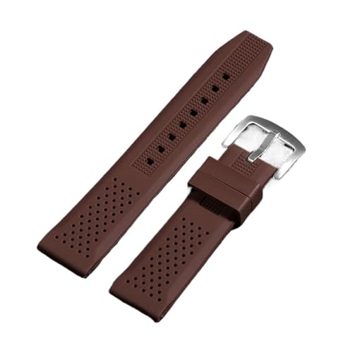 16 mm 18 mm 20 mm 22 mm Silikon-Uhrenarmband for Männer und Frauen, verstellbar, Ersatzarmband, weiches Gummiband(Brown,22mm) von MUXUMAO